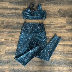 SoulCycle Blue and Black Patterned Jumpsuit